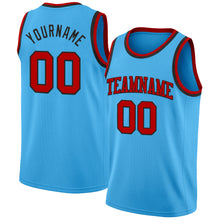 Load image into Gallery viewer, Custom Sky Blue Red-Black Authentic Basketball Jersey