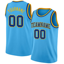 Load image into Gallery viewer, Custom Sky Blue Royal-Gold Authentic Basketball Jersey