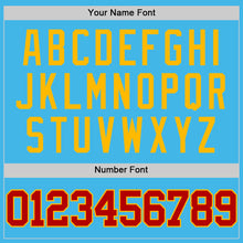 Load image into Gallery viewer, Custom Sky Blue Red-Gold Authentic Basketball Jersey