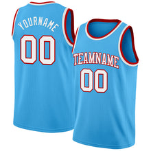 Load image into Gallery viewer, Custom Sky Blue White-Red Authentic Basketball Jersey