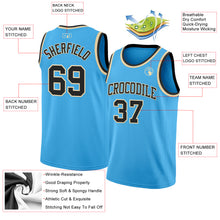 Load image into Gallery viewer, Custom Sky Blue Black-Cream Authentic Basketball Jersey