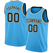 Load image into Gallery viewer, Custom Sky Blue Black-Cream Authentic Basketball Jersey