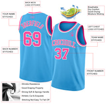 Load image into Gallery viewer, Custom Sky Blue Pink-White Authentic Basketball Jersey