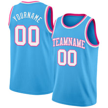 Load image into Gallery viewer, Custom Sky Blue White-Pink Authentic Basketball Jersey