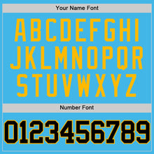 Load image into Gallery viewer, Custom Sky Blue Balck-Gold Authentic Basketball Jersey