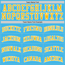 Load image into Gallery viewer, Custom Sky Blue Gold-White Authentic Basketball Jersey