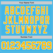Load image into Gallery viewer, Custom Sky Blue Gold-White Authentic Basketball Jersey