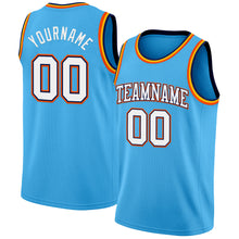 Load image into Gallery viewer, Custom Sky Blue White Navy-Orange Authentic Basketball Jersey