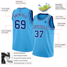 Load image into Gallery viewer, Custom Sky Blue Royal-White Authentic Basketball Jersey