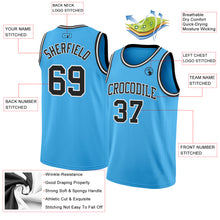 Load image into Gallery viewer, Custom Sky Blue Black-White Authentic Basketball Jersey