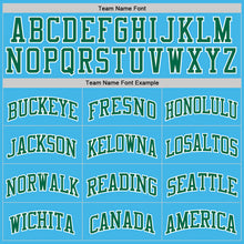 Load image into Gallery viewer, Custom Sky Blue Kelly Green-White Authentic Basketball Jersey