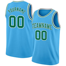 Load image into Gallery viewer, Custom Sky Blue Kelly Green-White Authentic Basketball Jersey