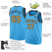 Load image into Gallery viewer, Custom Sky Blue Old Gold-Black Authentic Basketball Jersey