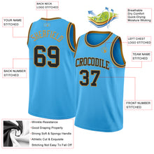 Load image into Gallery viewer, Custom Sky Blue Black-Old Gold Authentic Basketball Jersey