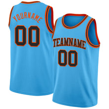Load image into Gallery viewer, Custom Sky Blue Black-Orange Authentic Basketball Jersey