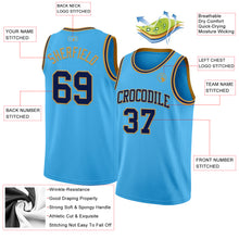 Load image into Gallery viewer, Custom Sky Blue Navy-Old Gold Authentic Basketball Jersey