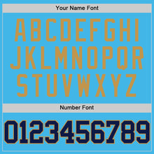 Load image into Gallery viewer, Custom Sky Blue Navy-Old Gold Authentic Basketball Jersey