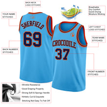 Load image into Gallery viewer, Custom Sky Blue Navy-Orange Authentic Basketball Jersey