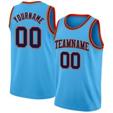 Load image into Gallery viewer, Custom Sky Blue Navy-Orange Authentic Basketball Jersey