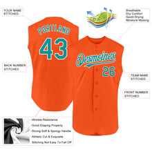 Load image into Gallery viewer, Custom Orange Teal-White Authentic Sleeveless Baseball Jersey