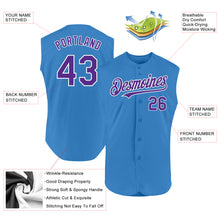 Load image into Gallery viewer, Custom Powder Blue Purple-White Authentic Sleeveless Baseball Jersey
