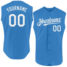 Load image into Gallery viewer, Custom Powder Blue White Authentic Sleeveless Baseball Jersey
