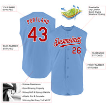 Load image into Gallery viewer, Custom Light Blue Red-White Authentic Sleeveless Baseball Jersey