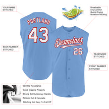 Load image into Gallery viewer, Custom Light Blue White-Red Authentic Sleeveless Baseball Jersey