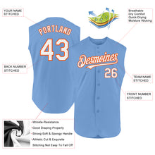 Load image into Gallery viewer, Custom Light Blue White-Orange Authentic Sleeveless Baseball Jersey