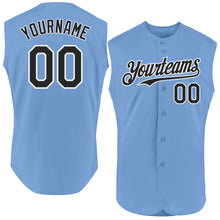Load image into Gallery viewer, Custom Light Blue Black-White Authentic Sleeveless Baseball Jersey