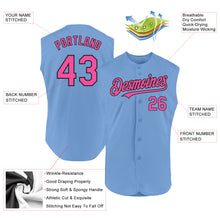 Load image into Gallery viewer, Custom Light Blue Pink-Black Authentic Sleeveless Baseball Jersey