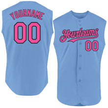 Load image into Gallery viewer, Custom Light Blue Pink-Black Authentic Sleeveless Baseball Jersey