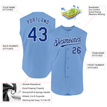 Load image into Gallery viewer, Custom Light Blue Royal-White Authentic Sleeveless Baseball Jersey