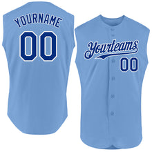 Load image into Gallery viewer, Custom Light Blue Royal-White Authentic Sleeveless Baseball Jersey