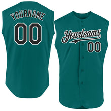 Load image into Gallery viewer, Custom Teal Black-White Authentic Sleeveless Baseball Jersey