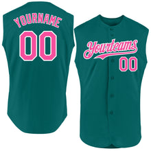 Load image into Gallery viewer, Custom Teal Pink-White Authentic Sleeveless Baseball Jersey