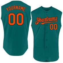 Load image into Gallery viewer, Custom Teal Orange-Black Authentic Sleeveless Baseball Jersey