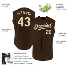 Load image into Gallery viewer, Custom Brown Cream Authentic Sleeveless Baseball Jersey