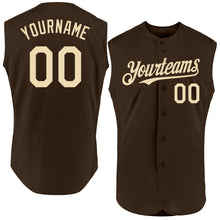 Load image into Gallery viewer, Custom Brown Cream Authentic Sleeveless Baseball Jersey