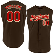Load image into Gallery viewer, Custom Brown Red-Cream Authentic Sleeveless Baseball Jersey