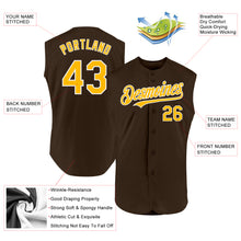 Load image into Gallery viewer, Custom Brown Gold-White Authentic Sleeveless Baseball Jersey