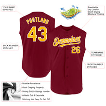 Load image into Gallery viewer, Custom Crimson Gold-White Authentic Sleeveless Baseball Jersey