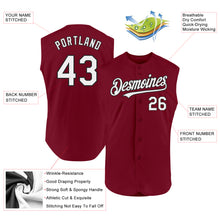 Load image into Gallery viewer, Custom Crimson White-Black Authentic Sleeveless Baseball Jersey