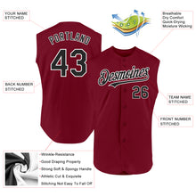 Load image into Gallery viewer, Custom Crimson Black-White Authentic Sleeveless Baseball Jersey