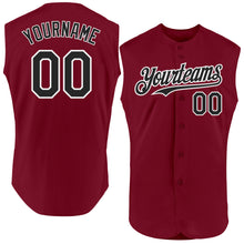 Load image into Gallery viewer, Custom Crimson Black-White Authentic Sleeveless Baseball Jersey