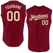Load image into Gallery viewer, Custom Crimson Cream Authentic Sleeveless Baseball Jersey