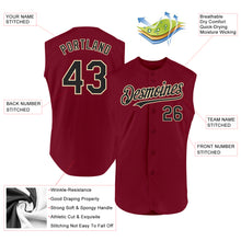 Load image into Gallery viewer, Custom Crimson Black-Cream Authentic Sleeveless Baseball Jersey