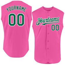 Load image into Gallery viewer, Custom Pink Kelly Green-White Authentic Sleeveless Baseball Jersey