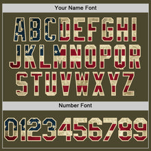 Load image into Gallery viewer, Custom Olive Vintage USA Flag-Cream Authentic Sleeveless Salute To Service Baseball Jersey