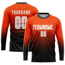 Load image into Gallery viewer, Custom Orange White-Black Sublimation Fade Fashion Soccer Uniform Jersey